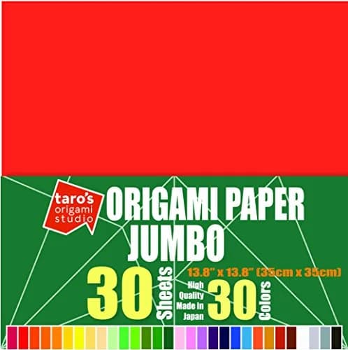 Taro's Origami Studio Jumbo Origami Paper 35cm (13.8 Inch) 30 Sheets, 30 Colors | Authentic Japanese Kami for Beginners thumbnail 1