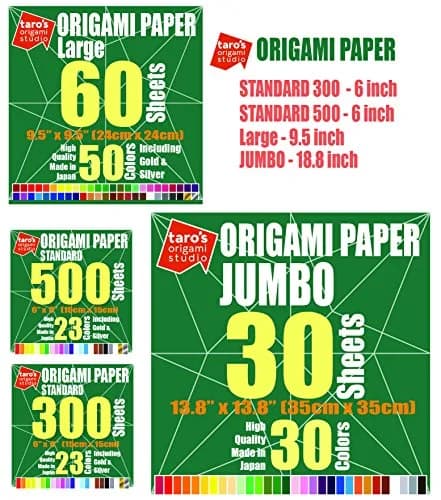 Taro's Origami Studio Jumbo Origami Paper 35cm (13.8 Inch) 30 Sheets, 30 Colors | Authentic Japanese Kami for Beginners thumbnail 9