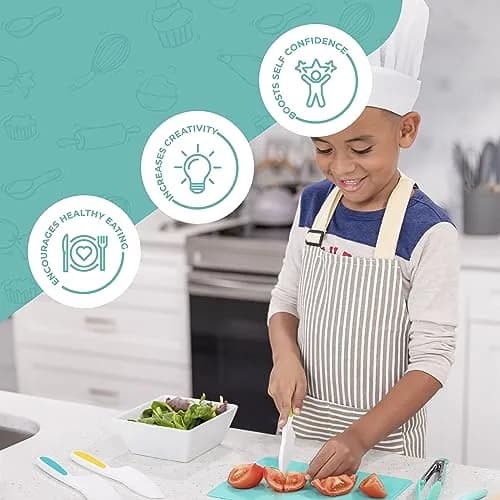 Tovla Jr. Kid Safe Knife Set for Real Cooking | Toddler Knives | Ages 4-12 | 3-Piece Set, 28cm (11 inches) thumbnail 9