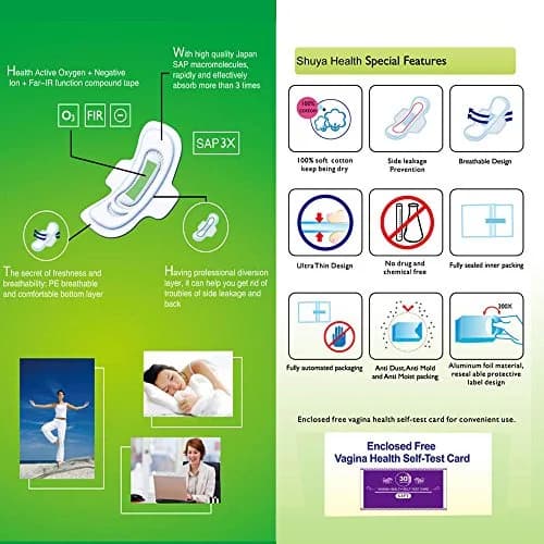 SHUYA Feminine Care Pads Regular & Overnight | High Absorbency, Active Oxygen, Anion, 245-330mm thumbnail 7