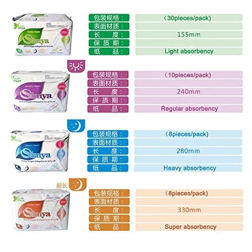 SHUYA Feminine Care Pads Regular & Overnight | High Absorbency, Active Oxygen, Anion, 245-330mm thumbnail 10