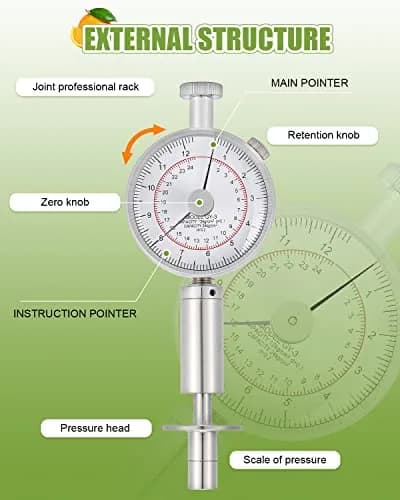 NEWTRY Fruit Penetrometer Handheld Hardness Tester with 2 Types of Probes | Precise Fruit Hardness Measurement thumbnail 2