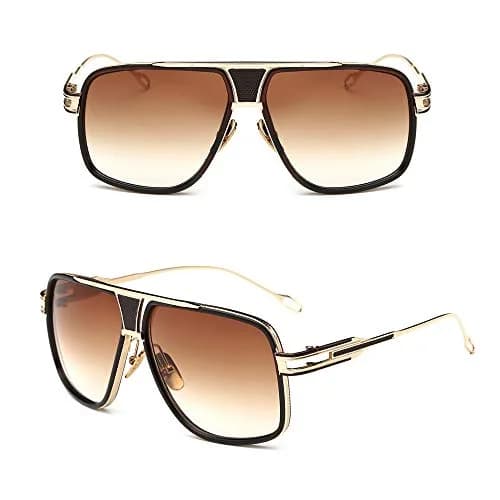 GOBIGER Aviator Sunglasses for Men Gold Brown Lens | Oversized 59mm Lens Width thumbnail 5