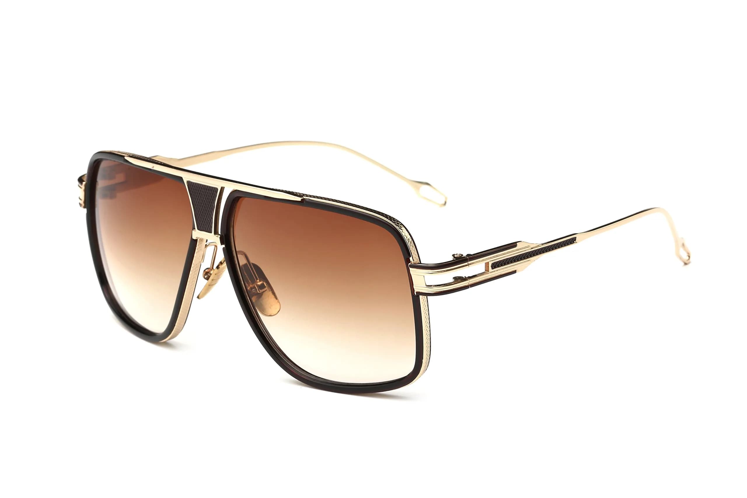 GOBIGER Aviator Sunglasses for Men Gold/Gradient Grey Lens | 59mm (2.32in) Lens Width — Gold/Brown