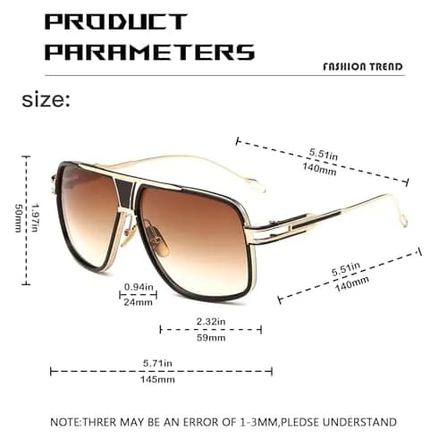 GOBIGER Aviator Sunglasses for Men Gold Brown Lens | Oversized 59mm Lens Width thumbnail 3