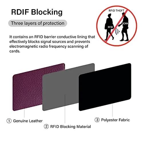 ZHOMA RFID Blocking Genuine Leather Credit Card Holder Wallet - Purple | 11 Card Slots thumbnail 4