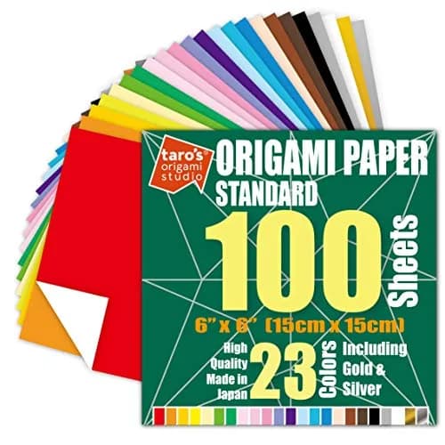 Taro's Origami Studio Standard 6 Inch Square Paper 100 Sheets (15.24 cm) | 23 Colors Including Gold & Silver thumbnail 1
