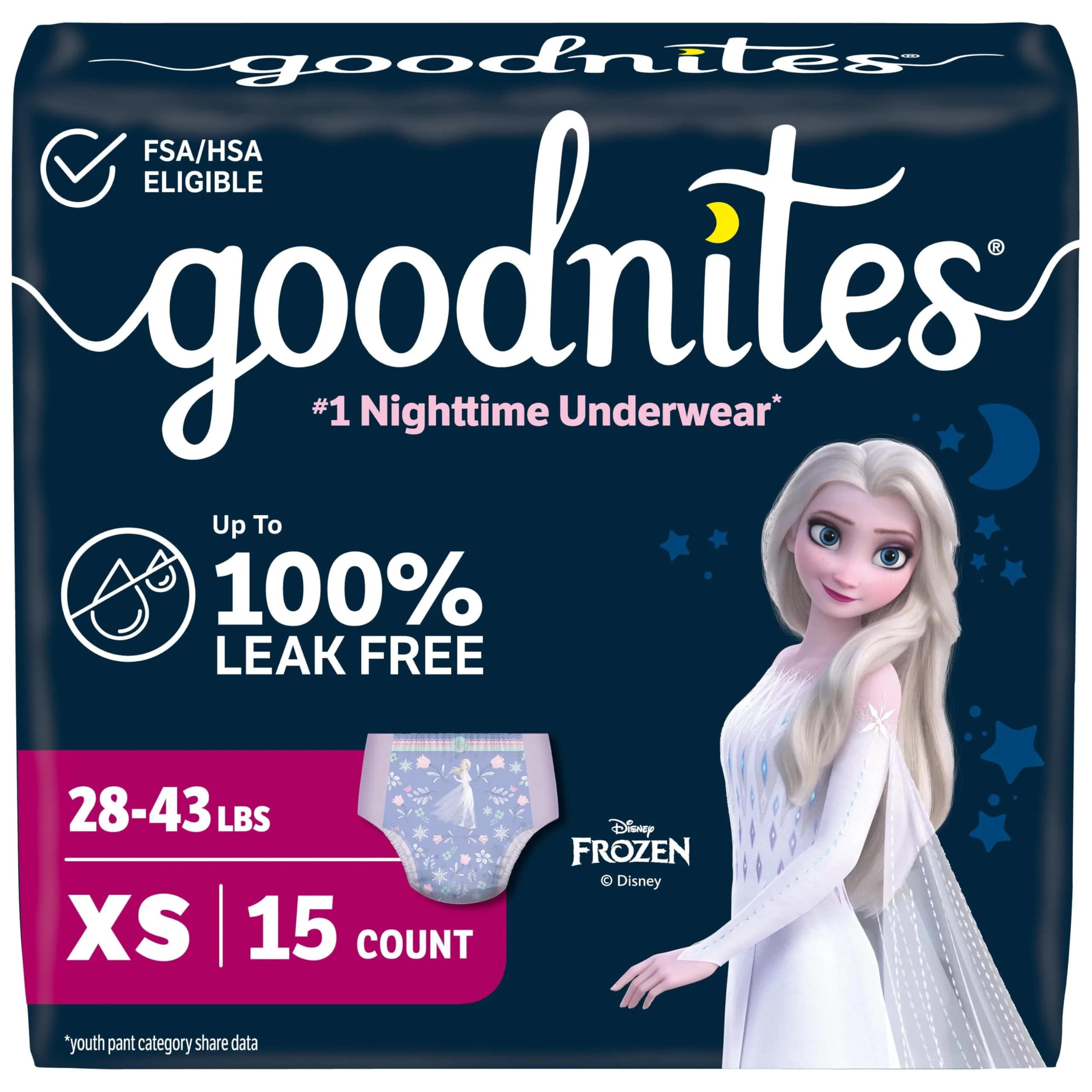 GoodNites Girls Nighttime Underwear Large 75 Ct | Clinically Proven for Better Sleep — X-Small