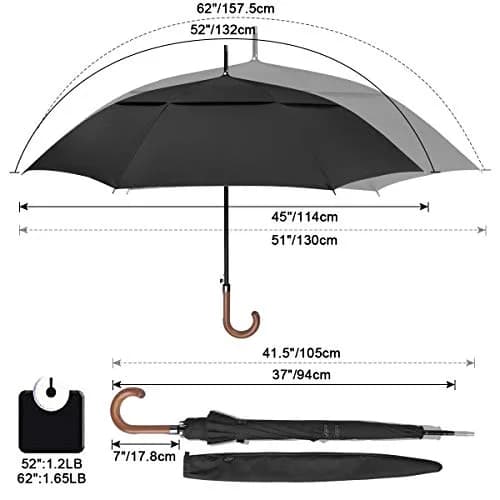 G4Free 52 Inch Golf Umbrella Windproof Large Stick Umbrella with Wooden Handle | Auto Open Fiberglass Ribs thumbnail 2