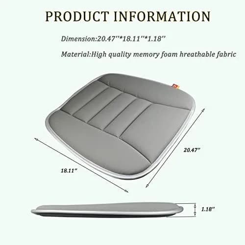 RaoRanDang Gray Memory Foam Car Seat Cushion Pad for Driving & Office Chairs | 54cm x 46cm (21.3" x 18.5") thumbnail 2
