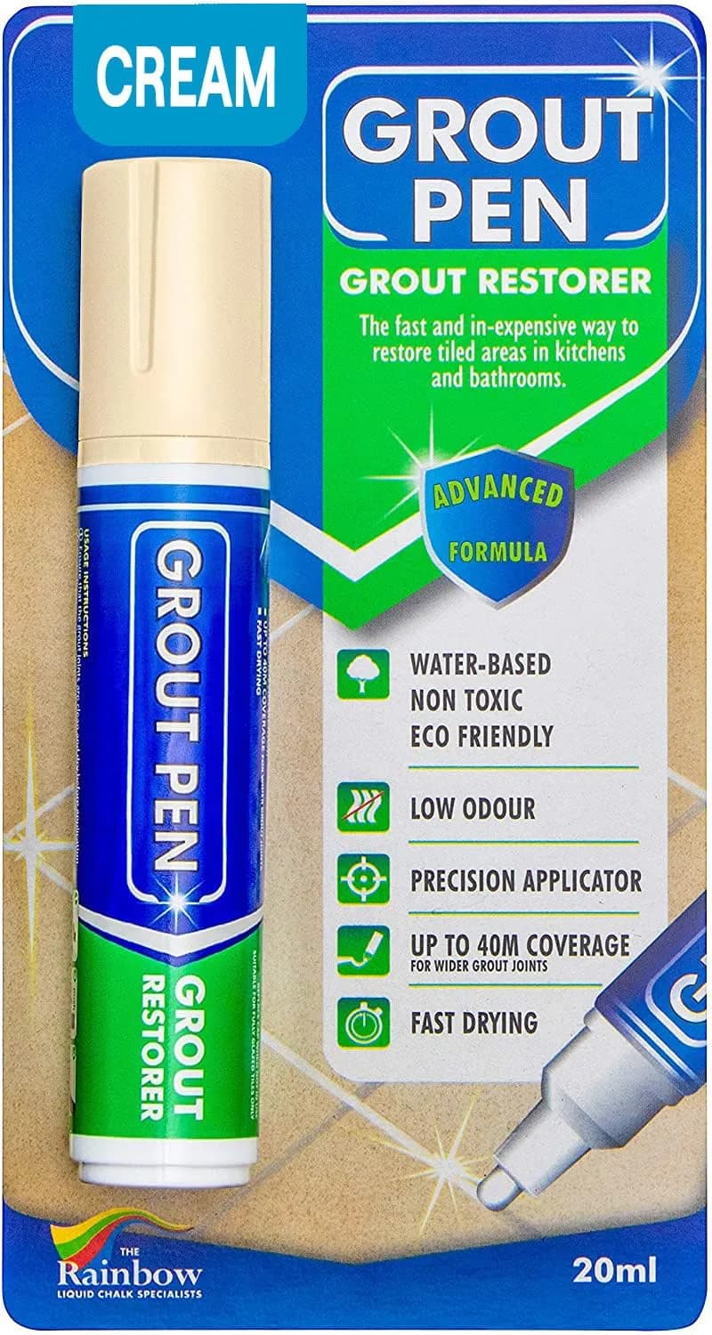 Rainbow Chalk Markers Grout Pen Cream Tile Grout Paint Marker Restorer 20ml (0.676 Fl Oz) | Waterproof Grout Line Refresher for Kitchen & Bathroom