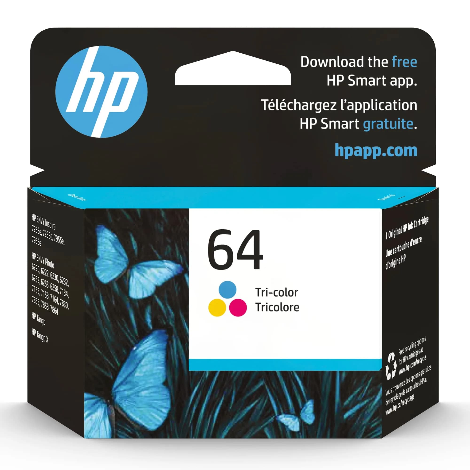 HP 64 Tri-Color Ink Cartridge (165 Pages) | Fade-Resistant Documents & Brilliant Images