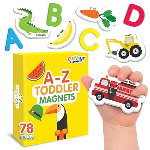 Curious Columbus Magnetic Objects and Letters, Foam Fridge Magnets for Kids | Bright ABC & Object Magnets thumbnail 1