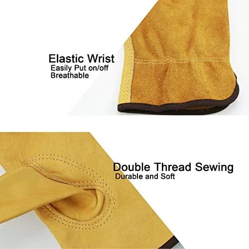 OZERO Leather Work Gloves XL | EN388 Certified Tough, Level 5 Dexterity, Breathable Cowhide thumbnail 3