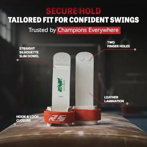 Reisport Women's Uneven Bar Hook/Loop Gymnastics Grips - Durable Leather Hand Grips for Gymnastics Bars Women & Girls - Made in USA - X Large thumbnail 2