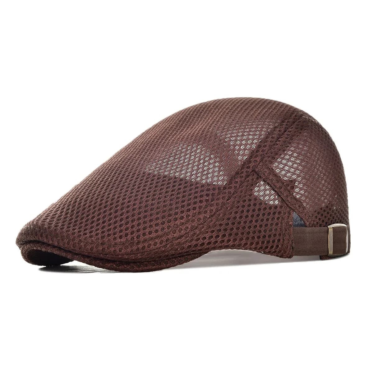 VOBOOM Men Breathable Mesh Summer Hat Adjustable Newsboy Beret (Coffee) | Classic Summer Style - main product image