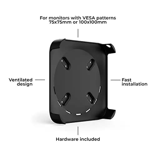HumanCentric Mac mini Mount | VESA 75/100mm, Under Desk, Wall Mount, Black Plastic thumbnail 4