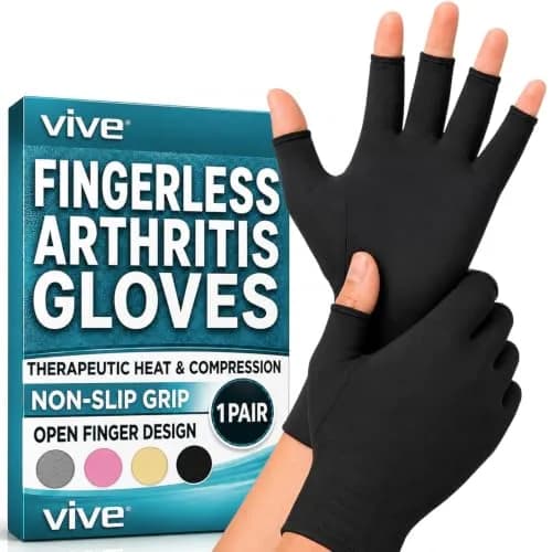 Vive Arthritis Gloves Small Black | Compression Therapy for Joint Pain Relief with Open Finger Design thumbnail 1