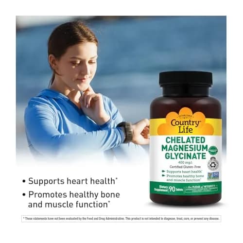 Country Life Chelated Magnesium Glycinate 400mg | Supports Muscle, Bone & Calm thumbnail 4