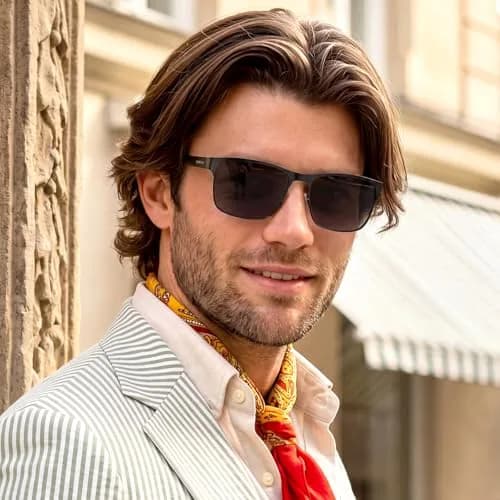 CARFIA Polarized Sunglasses for Men Spring Hinge Metal Frame CA5225 | Classic Square Design with UV400 Protection thumbnail 3