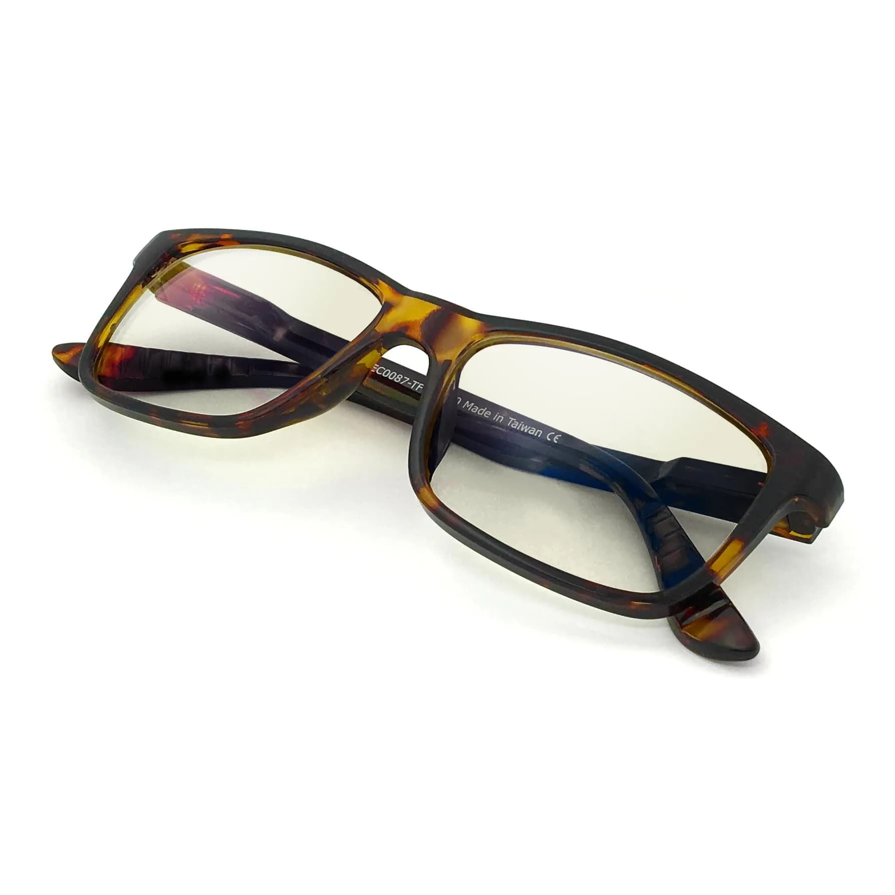 J+S Blue Light Blocking Glasses Rectangular Black Frame | 45mm Lens Width (1.77 in) — Tortoise Haka Rectangle