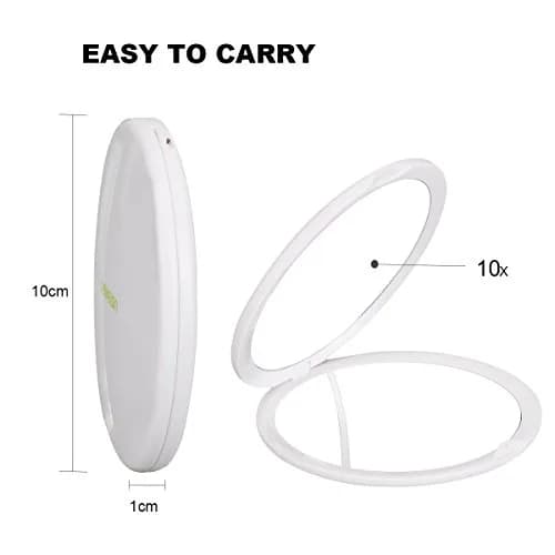 deweisn Magnifying Compact Cosmetic Mirror 4" | 10x Magnification & True View for Travel & Purse thumbnail 2