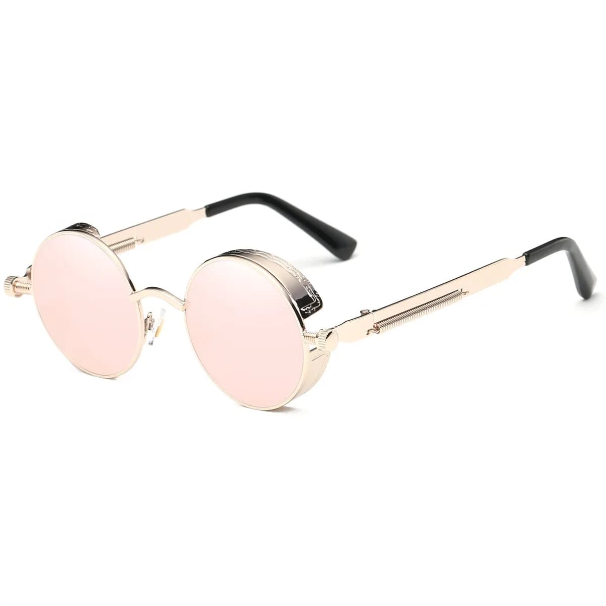 Dollger Round Mirrored Sunglasses 48mm (1.9in) | Vintage Steampunk Style with UV400 Protection - main product image