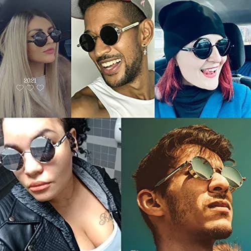 Dollger Round Mirrored Sunglasses 48mm (1.9in) | Vintage Steampunk Style with UV400 Protection thumbnail 5