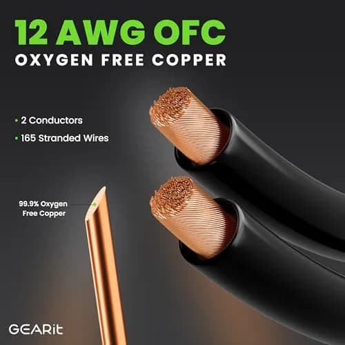GEARit 12 Gauge Braided Speaker Wire with Banana Plugs, 6 ft (1.83 m) | CL2 Rated for In-Wall Use thumbnail 3