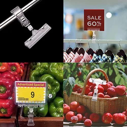 Lopalemry Plastic Merchandise Sign Clip Rotatable Pop Clip-on Holder Stand 4.13x3.15 inch | Clear Acrylic Sign Holder for Store Displays thumbnail 5