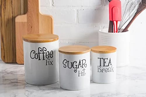 DII Canister Set 3 Piece | Ceramic Food Storage Containers in White thumbnail 6