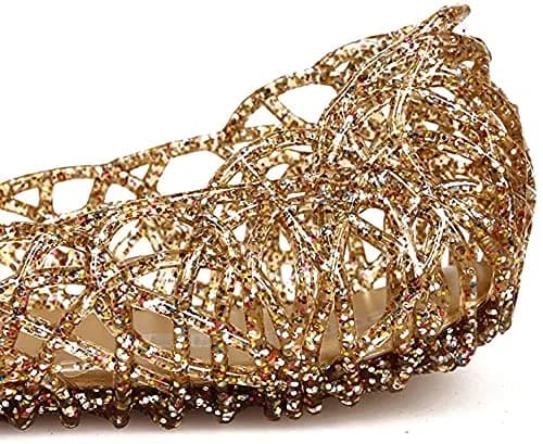 Domucos Flat Jelly Ballet Flats Gold | Breathable Synthetic, Round Toe, Slip-On, Glitter Loafers for Women thumbnail 4