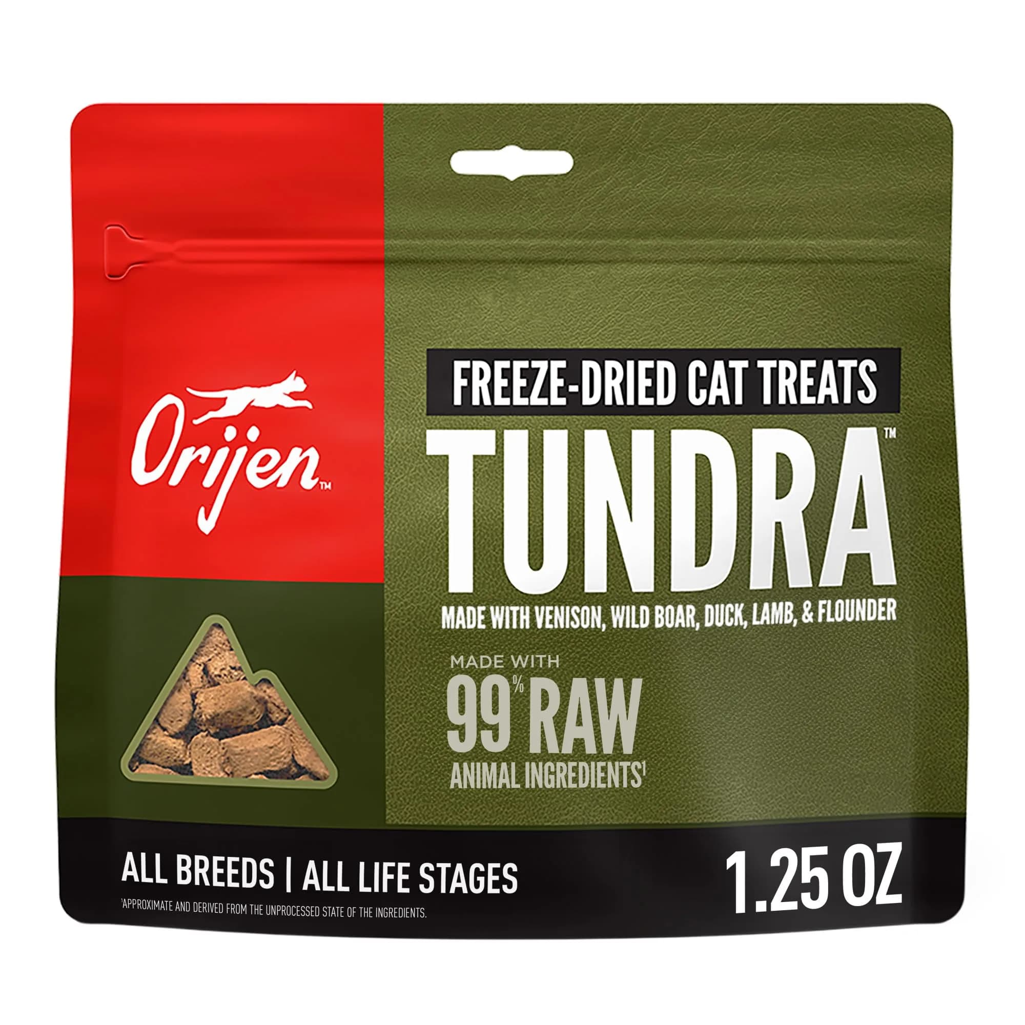 ORIJEN Original Freeze Dried Cat Treats 1.25 oz (35.4 g) | 99% Animal Ingredients, Grain-Free, High Protein — Green