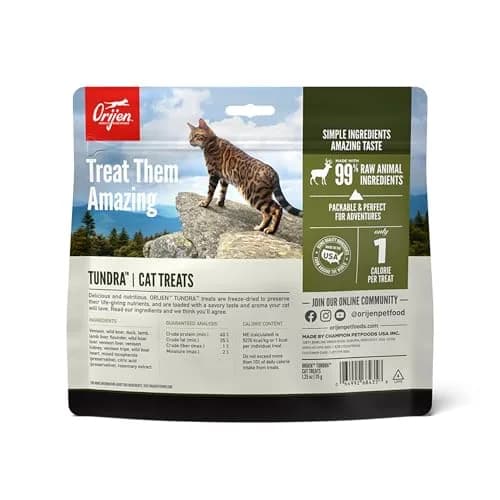 ORIJEN TUNDRA Freeze Dried Cat Treats 1.25oz (35g) | 99% Animal Ingredients, High Protein, 1 Calorie Each thumbnail 2