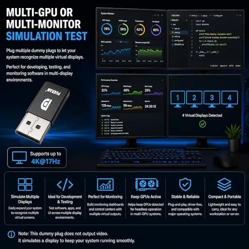 FUERAN DisplayPort Dummy Plug 4K@17Hz 1080P@60Hz | Headless PC Emulator for Remote Desktop thumbnail 5