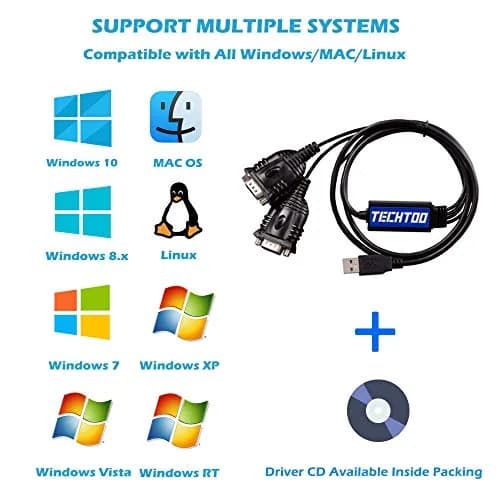 TECHTOO FTDI Chip USB to RS232 Serial Adapter Cable 1m (3ft) Male-to-Male | Connects PCs to Serial Devices thumbnail 5