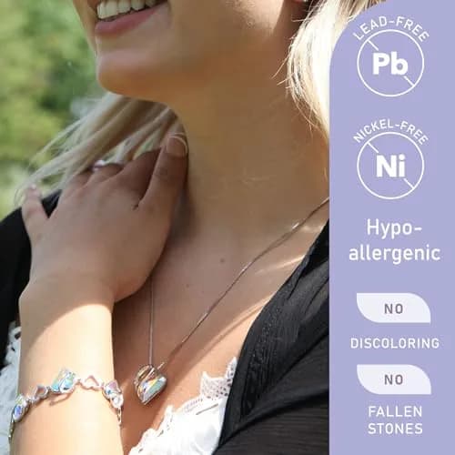 Leafael Infinity Love Heart Pendant Necklace 0.75" Crystal Birthstone Silver Plated 18" + 2" Chain thumbnail 2