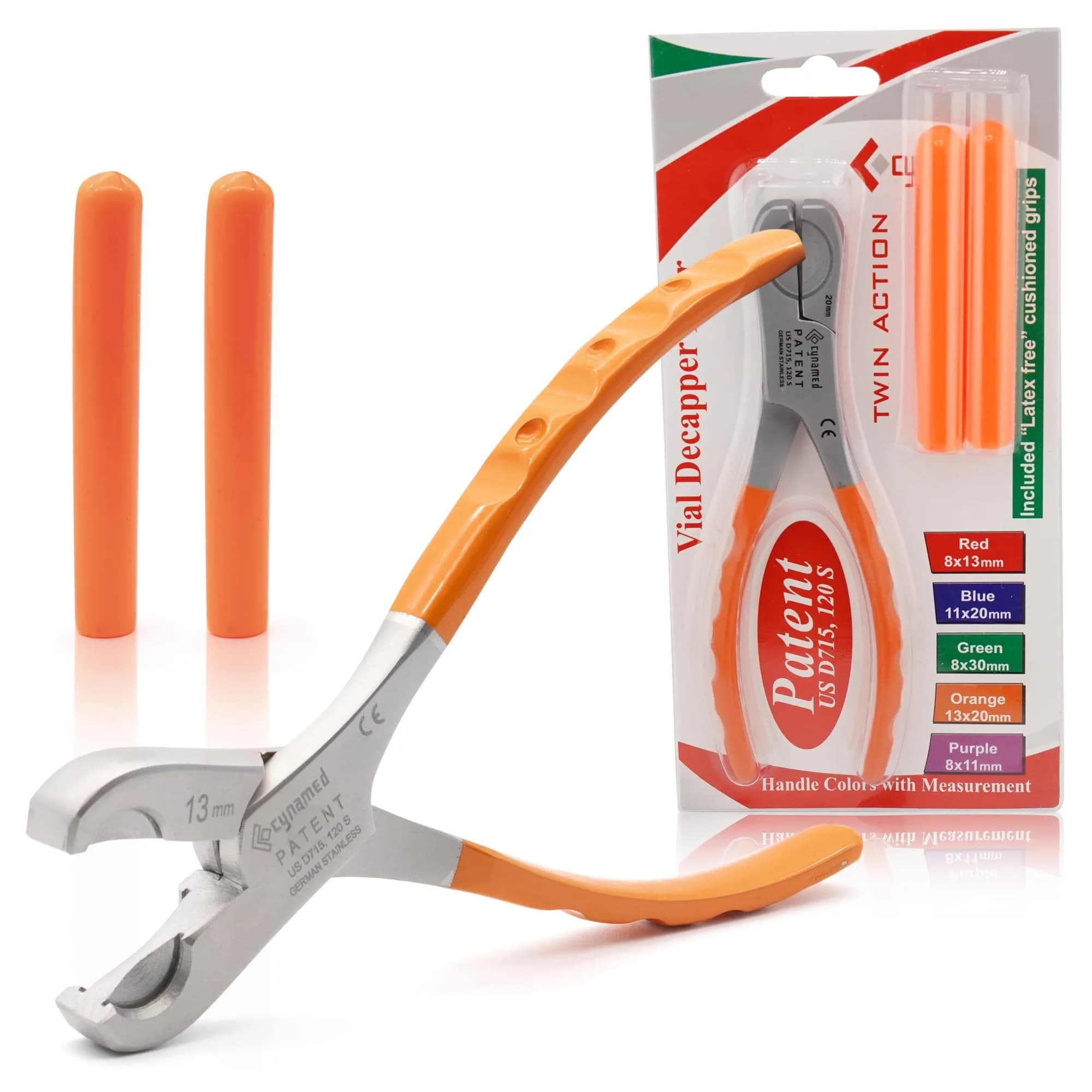 Cynamed Twin Action Decapper Pliers - Perfect for Decapping 13mm & 20mm Vials | German Stainless Steel - main product image
