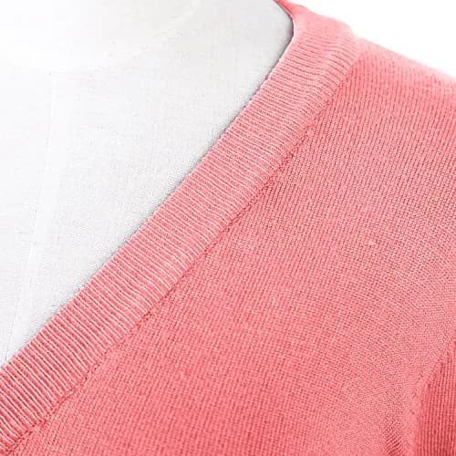 Urban CoCo Women's Cropped Cardigan V-Neck Button Down Sweater 3/4 Sleeve (M, Pink) | Lightweight & Breathable for Indian Climate thumbnail 4