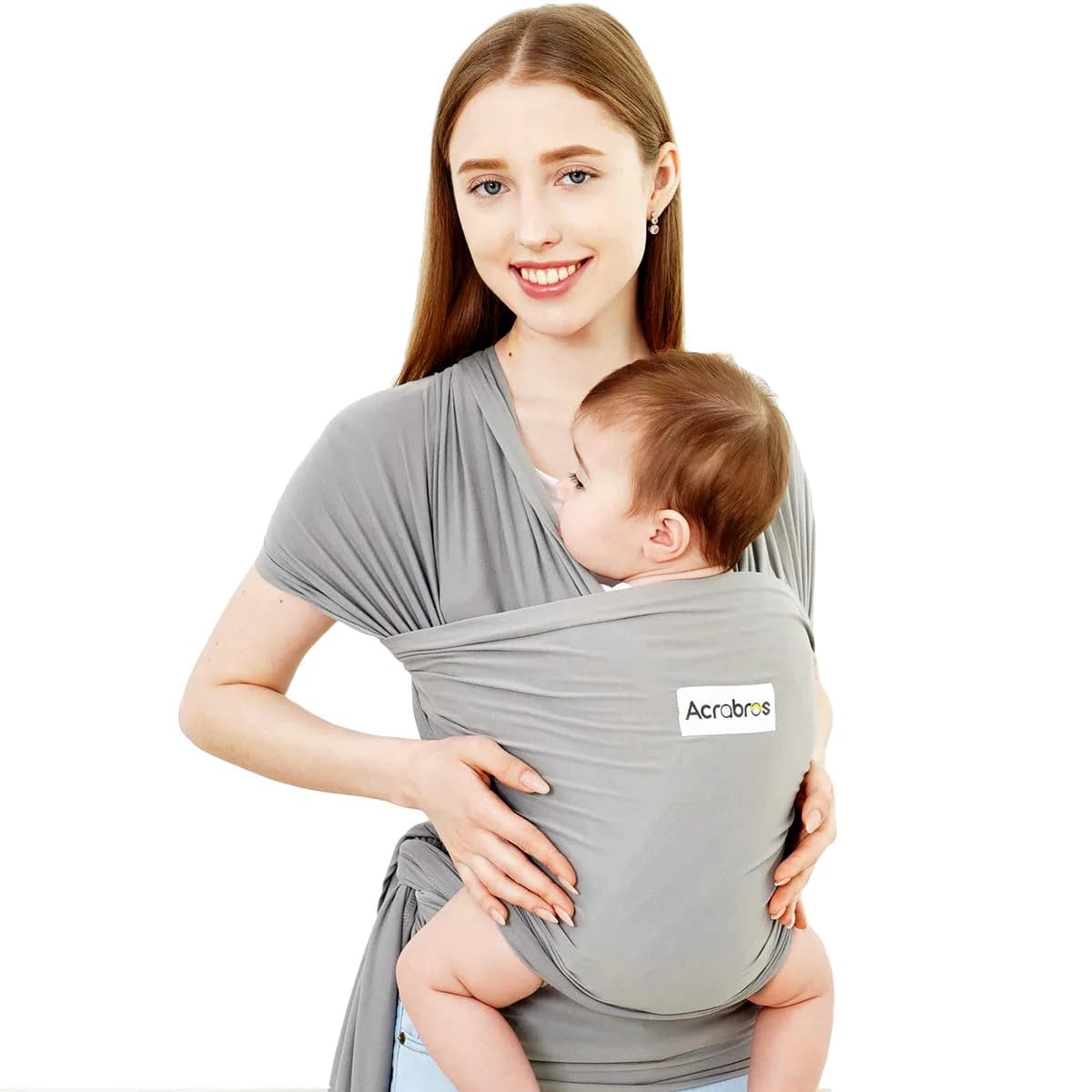 ACRABROS Baby Wrap Carrier Grey | Soft, Breathable, Hands-Free for Newborns to 35 lbs - main product image