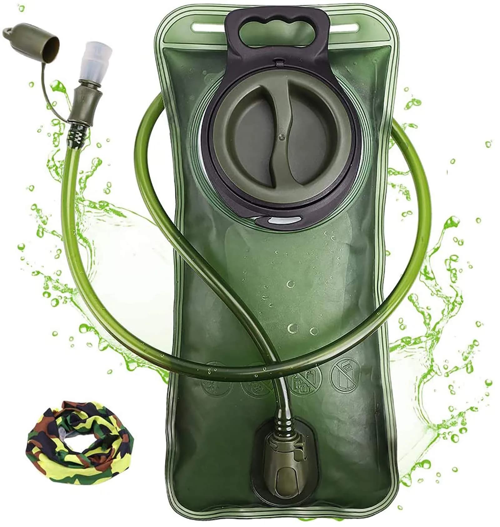 CHERINTI 2L Hydration Bladder with Tube | Military Green, 2L (67.6 Fl Oz) - main product image