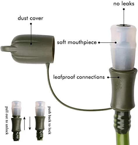 CHERINTI 2L Hydration Bladder with Tube | Military Green, 2L (67.6 Fl Oz) thumbnail 3