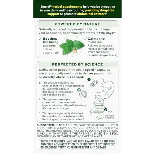 IBgard Gut Health Supplement Peppermint Oil Capsules 96 Count | Supports Abdominal Comfort thumbnail 7