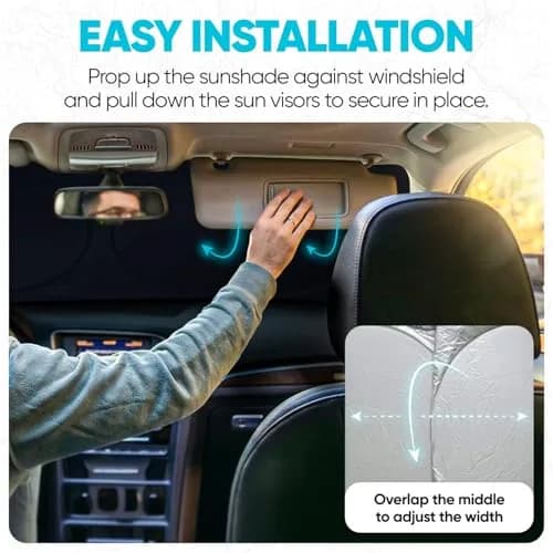 FORTEM Windshield Sun Shade - Standard Size (59" x 31" / 150cm x 79cm) | Blocks Heat & UV Rays thumbnail 6