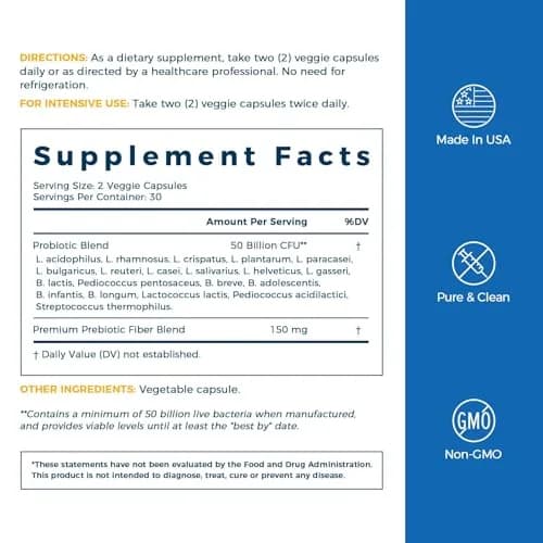NewRhythm Probiotics 50 Billion CFU 60 Veggie Capsules | Targeted Release for Gut Health thumbnail 7