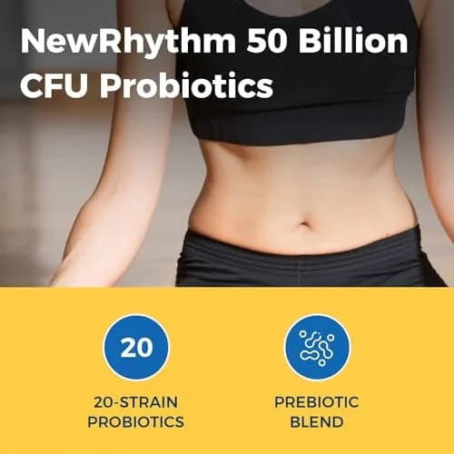 NewRhythm Probiotics 50 Billion CFU 60 Veggie Capsules | Targeted Release for Gut Health thumbnail 3