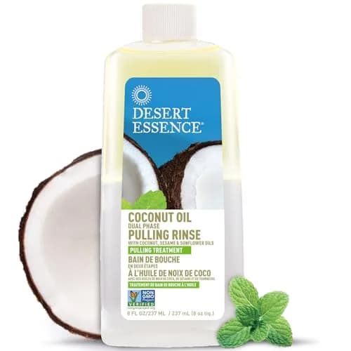 Desert Essence Coconut Oil Dual Phase Mouthwash, 8 Fl Oz | Organic, Vegan, Alcohol-Free Mouth Rinse thumbnail 1