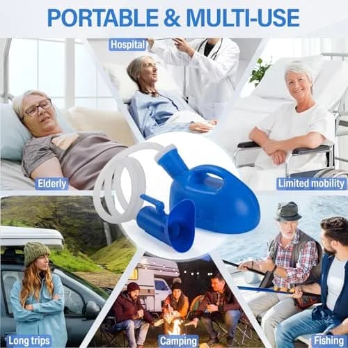 ONEDONE Portable Urinals for Women 2000ML | 2-in-1 Bedside & Travel Urinal (Blue) thumbnail 5