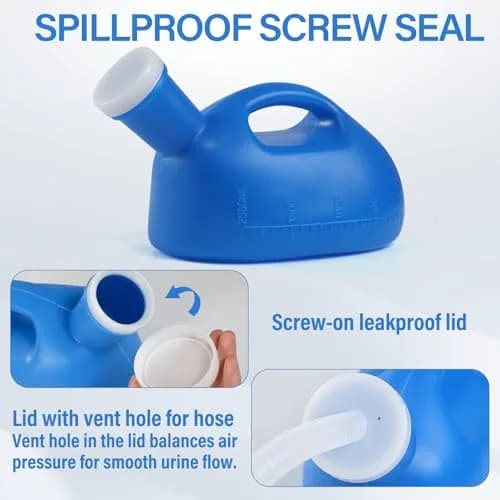 ONEDONE Portable Urinals for Women 2000ML | 2-in-1 Bedside & Travel Urinal (Blue) thumbnail 6