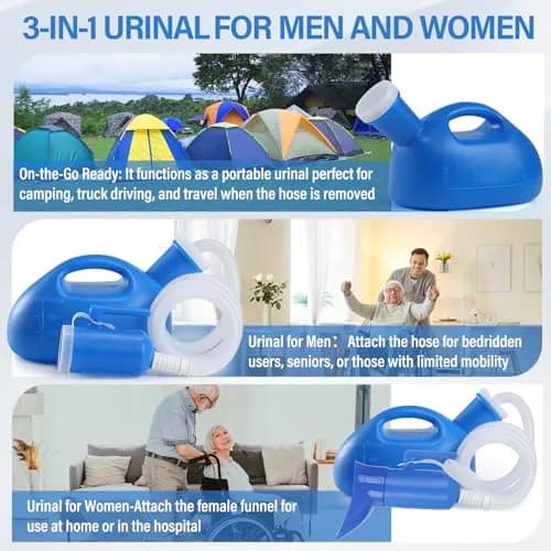 ONEDONE Portable Urinals for Women 2000ML | 2-in-1 Bedside & Travel Urinal (Blue) thumbnail 2